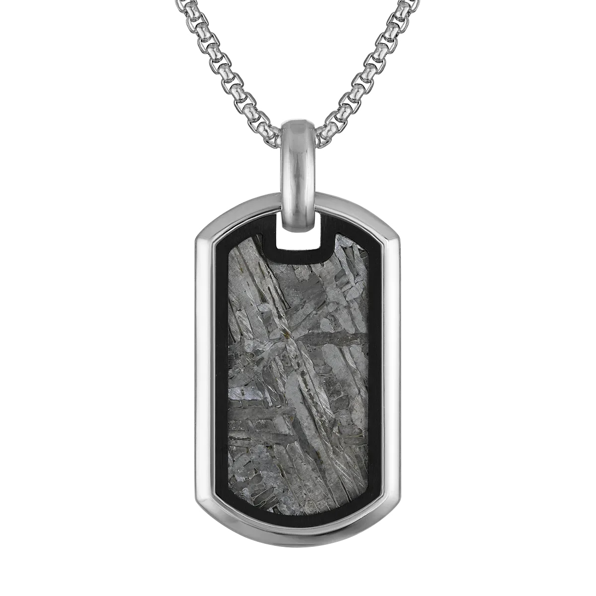 Icon Pendant Stainless Steel with Meteorite