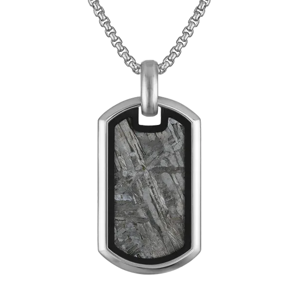 Icon Pendant Stainless Steel with Meteorite