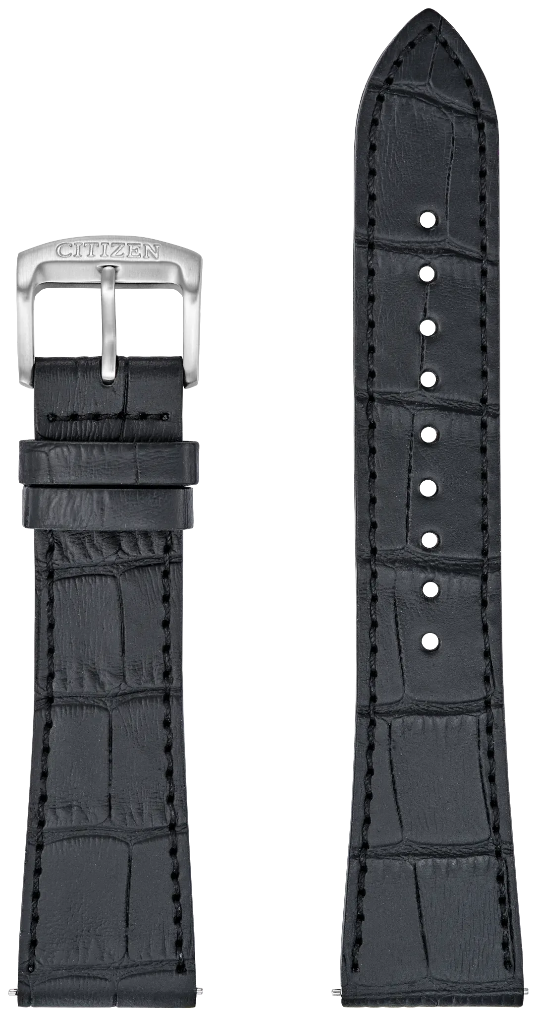 Black Croc-Embossed Leather Strap