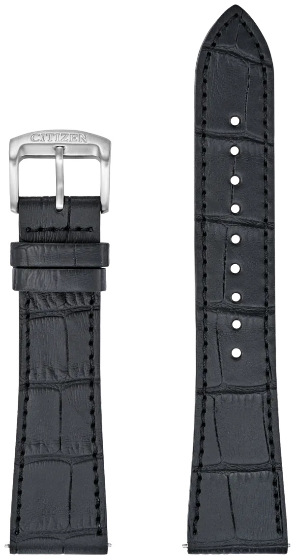 Black Croc-Embossed Leather Strap