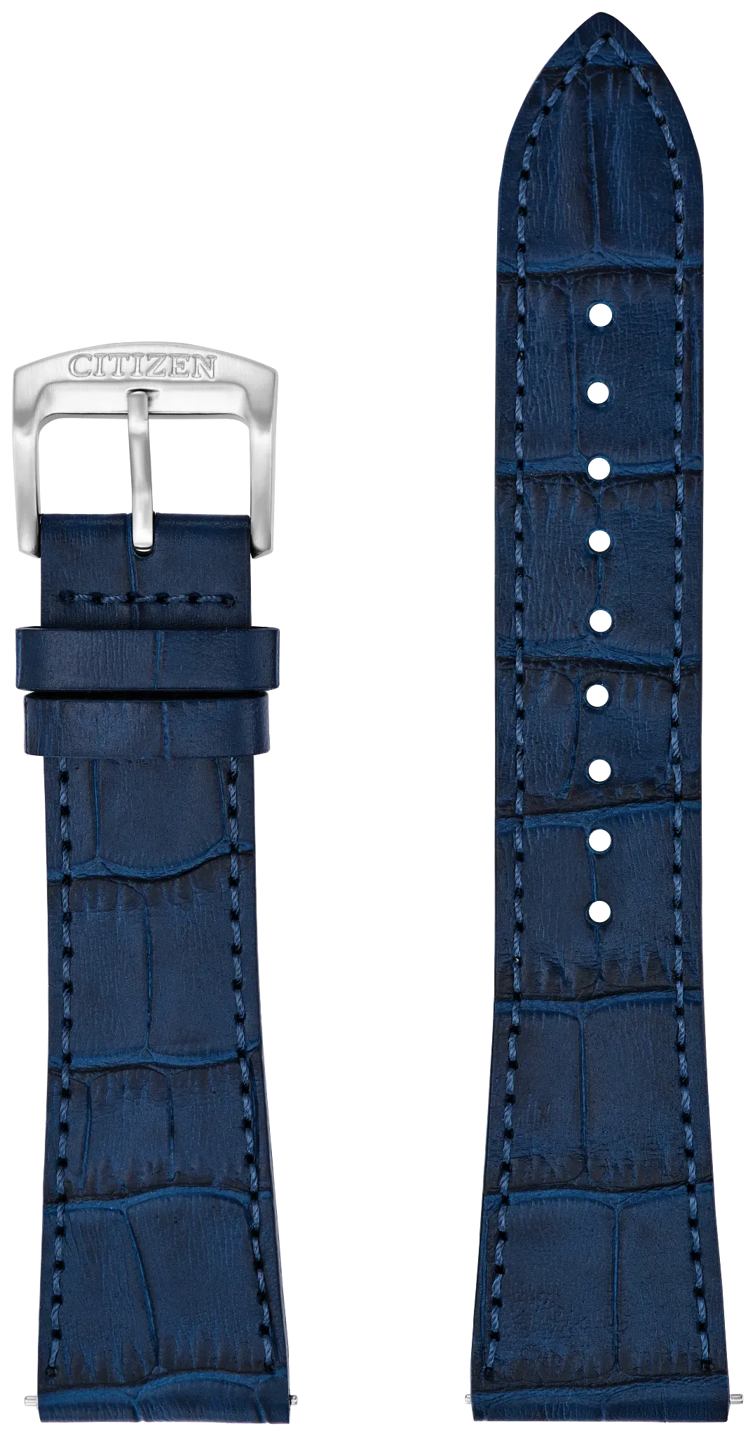 Navy Croc-Embossed Leather Strap