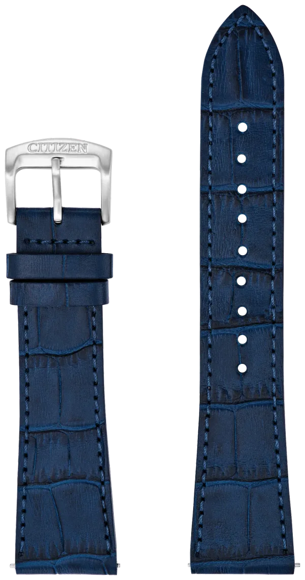 Navy Croc-Embossed Leather Strap